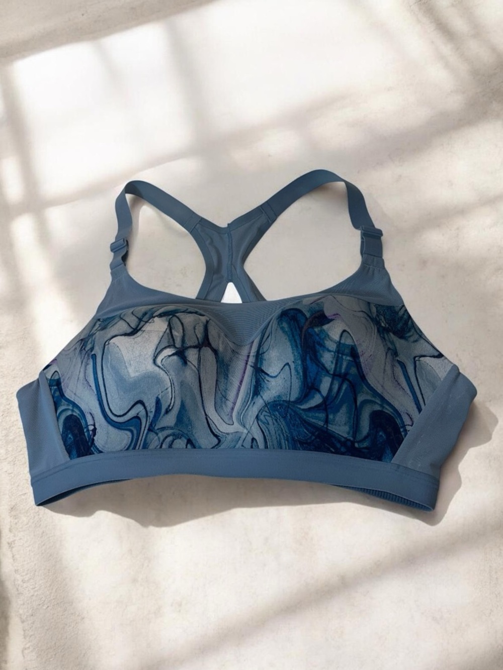 Victoria’s Secret On Point 38C Support Sports Bra Blue Marble Racerback Padded